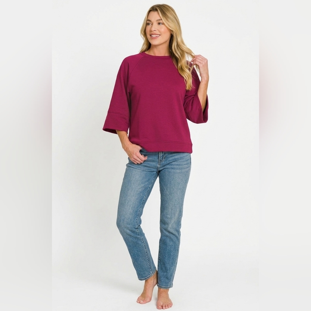 Zenana Scuba 3/4 Sleeve Pullover - Picture 3 of 5